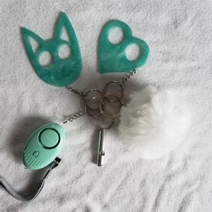 Safety Kitty & Heart Keychains W/ Mini Alarm